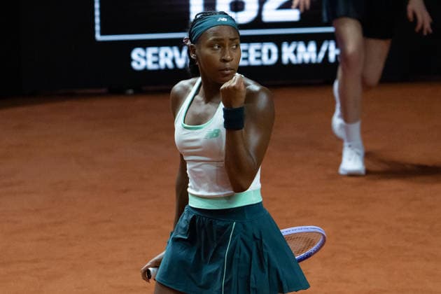 Coco Gauff (USA), Jubel, Emotion, Freude, Geste, GER, Karolina Muchova vs. Coco Gauff, Tennis, ATP, Tennis Herren Turnier, WTA, Tennis Damen 500, Porsche Tennis Grand-Prix, Viertelfinale, 15.04.2026, GER, Karolina Muchova vs. Coco Gauff, Tennis, ATP-Turnier, WTA 500, Porsche Tennis Grand-Prix, Viertelfinale, 15.04.2026, Stuttgart Copyright: xEibner-Pressefoto EdwardxCheungx EP_ECG