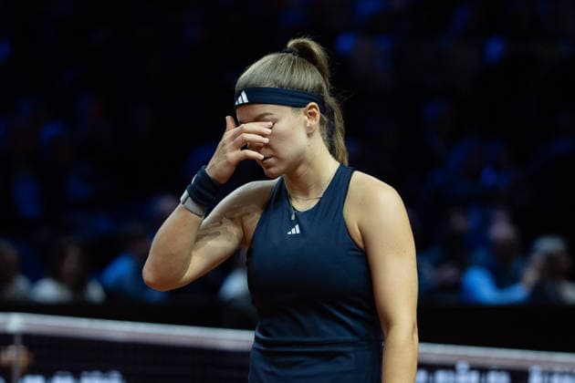 Karolina Muchova (CZE) im Bild, enttäuscht, Enttäuschung, GER, Elena Rybakina vs. Karolina Muchova, Tennis, ATP, Tennis Herren Turnier, WTA, Tennis Damen 500, Porsche Tennis Grand-Prix, Finale, 19.04.2026, GER, Elena Rybakina vs. Karolina Muchova, Tennis, ATP-Turnier, WTA 500, Porsche Tennis Grand-Prix, Finale, 19.04.2026, Stuttgart Copyright: xEibner-Pressefoto EdwardxCheungx EP_ECG