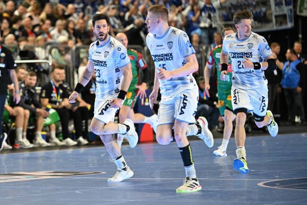 GER, Lanxess Arena Koeln, HBL, LIDL FINAL4, Men, Spiel um Platz 3, TBV Lemgo Lippe vs. SC Magdeburg 19.04.2026, Lanxess Arena , Koeln , GER, Lanxess Arena Koeln, HBL, LIDL FINAL4, Men, Spiel um Platz 3, TBV Lemgo Lippe vs. SC Magdeburg , im Bild: Torjubel Jubel Jubellauf, Tim Suton (TBV Lemgo 23), Niels Versteijnen (TBV Lemgo 25),