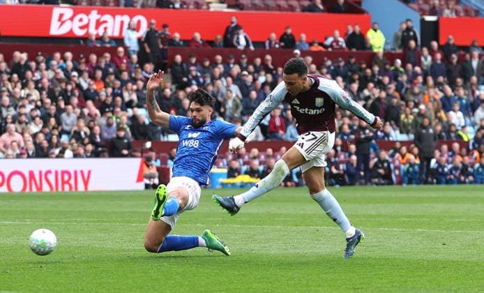 Morgan Rogers of Aston Villa scores a goal to make the score 3-1 Aston Villa v Sunderland, Premier League, Football, Villa Park, Birmingham, UK - 19 Apr 2026Birmingham Villa Park United Kingdom EDITORIAL USE ONLY No use with unauthorised audio, video, data, fixture lists, club league logos or live services. Online in-match use limited to 120 images, no video emulation. No use in betting, games or single club league player publications. Copyright: xKieranxMcManus Shutterstockx 16832205ay