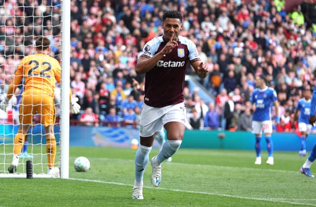 Ollie Watkins of Aston Villa celebrates scoring a goal to make the score 1-0 Aston Villa v Sunderland, Premier League, Football, Villa Park, Birmingham, UK - 19 Apr 2026Birmingham Villa Park United Kingdom EDITORIAL USE ONLY No use with unauthorised audio, video, data, fixture lists, club league logos or live services. Online in-match use limited to 120 images, no video emulation. No use in betting, games or single club league player publications. Copyright: xKieranxMcManus Shutterstockx 16832205r