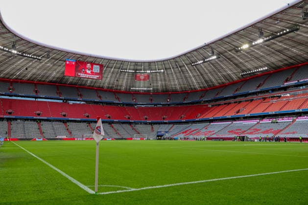 Die leere Allianz Arena vor dem Spiel, leere Tribuene, leere Suedkurve, GER, FC Bayern Muenchen vs. VfB Stuttgart, Fussball, Bundesliga, 30. Spieltag, Saison 2025 2026, 19.04.2026, DFL DFB REGULATIONS PROHIBIT ANY USE OF PHOTOGRAPHS as IMAGE SEQUENCES and or QUASI-VIDEO, GER, FC Bayern Muenchen vs. VfB Stuttgart, Fussball, Bundesliga, 30. Spieltag, Saison 2025 2026, 19.04.2026 Muenchen Copyright: xEibner-Pressefoto JennixMaulx EP_JML
