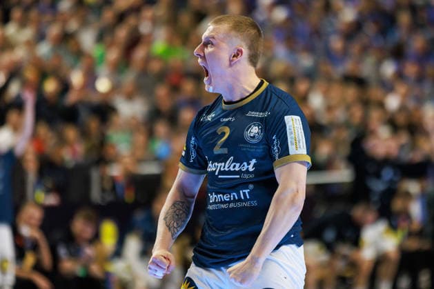 Noah BEYER (Bergischer HC 06, 02) Jubel, Freude, Leidenschaft, Erfolg, Emotion, Begeisterung, positive Emotionen GER, Fuechse Berlin vs. Bergischer HC, Handball, DHB-Pokal, LIDL Final4, Finale, Spielzeit 2025 2026, 19.04.2026, GER, Fuechse Berlin vs. Bergischer HC, Handball, DHB-Pokal, LIDL Final4, Finale, Spielzeit 2025 2026, 19.04.2026, Koeln Copyright: xEibnerxPressefoto OliverxSchmidtx EP_OST