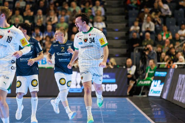 Hakun West AV TEIGUM (Fuechse Berlin, 34) Jubel, Freude, Leidenschaft, Erfolg, Emotion, Begeisterung, positive Emotionen GER, Fuechse Berlin vs. Bergischer HC, Handball, DHB-Pokal, LIDL Final4, Finale, Spielzeit 2025 2026, 19.04.2026, GER, Fuechse Berlin vs. Bergischer HC, Handball, DHB-Pokal, LIDL Final4, Finale, Spielzeit 2025 2026, 19.04.2026, Koeln Copyright: xEibnerxPressefoto OliverxSchmidtx EP_OST
