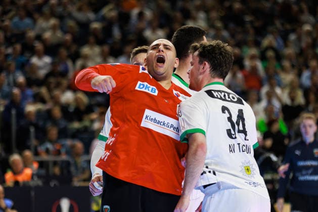 Dejan MILOSAVLJEV (Fuechse Berlin, 96) Jubel, Freude, Leidenschaft, Erfolg, Emotion, Begeisterung, positive Emotionen GER, Fuechse Berlin vs. Bergischer HC, Handball, DHB-Pokal, LIDL Final4, Finale, Spielzeit 2025 2026, 19.04.2026, GER, Fuechse Berlin vs. Bergischer HC, Handball, DHB-Pokal, LIDL Final4, Finale, Spielzeit 2025 2026, 19.04.2026, Koeln Copyright: xEibnerxPressefoto OliverxSchmidtx EP_OST
