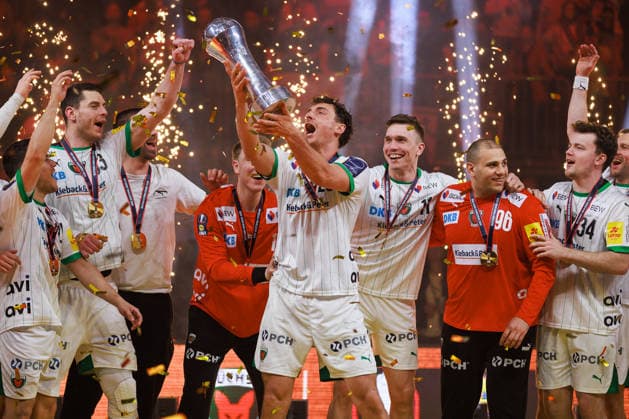 William REICHARDT (Fuechse Berlin, 23) Jubel, Freude, Leidenschaft, Erfolg, Emotion, Begeisterung, positive Emotionen GER, Fuechse Berlin vs. Bergischer HC, Handball, DHB-Pokal, LIDL Final4, Finale, Spielzeit 2025 2026, 19.04.2026, GER, Fuechse Berlin vs. Bergischer HC, Handball, DHB-Pokal, LIDL Final4, Finale, Spielzeit 2025 2026, 19.04.2026, Koeln Copyright: xEibnerxPressefoto OliverxSchmidtx EP_OST