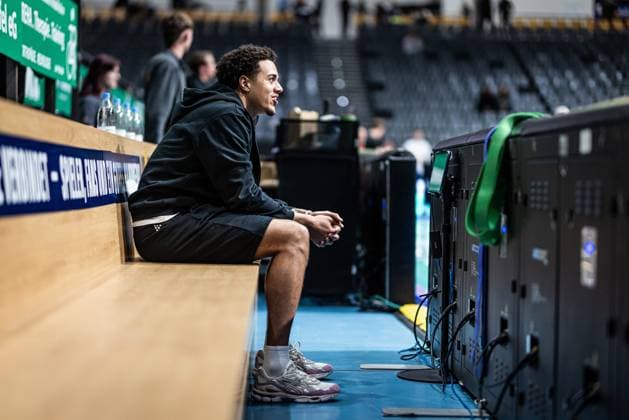 Nolan Adekunle (Gladiators Trier), Vet Concept Gladiators Trier vs FC Bayern Muenchen Basketball , Basketball, easyCredit BBL, 30. Spieltag, Saison 2025 2026, 20.04.2026 Vet Concept Gladiators Trier vs FC Bayern Muenchen Basketball , Basketball, easyCredit BBL, 30. Spieltag, Saison 2025 2026, 20.04.2026 Copyright: xEibner-Pressefoto AlexanderxNeisx EP_ANS