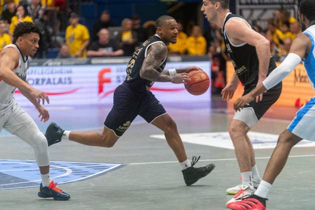 Charles Callison (Syntainics MBC, 23) GER, Syntainics MBC vs. Manchester Basketball Club, Basketball, European North Basketball League, Halbinale, Saison 2025 2026, 22.04.2026 GER, Syntainics MBC vs. Manchester Basketball Club, Basketball, European North Basketball League, Halbinale, Saison 2025 2026, 22.04.2026 Weissenfels Copyright: xEibner-Pressefoto PiaxSchindlerx EP_PSR