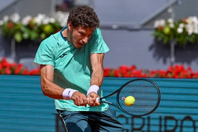 April 23, 2026, Madrid, Madrid, Spain: PABLO CARRENO BUSTA of Spain †JOMA during the Mutua Madrid Open 2026, ATP, Tennis Herren Masters 1000 and WTA, Tennis Damen 1000 tennis tournament, celebrated at Caja Magica on April 22, 2026 in Madrid, Spain. Madrid Spain - ZUMAc312 20260423_zsp_c312_121 Copyright: xOscarxManuelxSanchezx