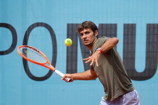 April 23, 2026, Madrid, Madrid, Spain: Flavio Cobolli of Italy practices during the Mutua Madrid Open 2026, ATP, Tennis Herren Masters 1000 and WTA, Tennis Damen 1000, at La Caja Magica on April 23, 2026 in Madrid, Spain. Madrid Spain - ZUMAa181 20260423_zaa_a181_241 Copyright: xDennisxAgyemanx