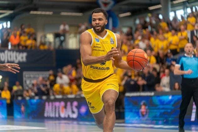 Andrew Harrison (Syntainics MBC, 02) GER, Syntainics MBC vs. CSO Voluntari, Basketball, European North Basketball League, Spiel um Platz 3, Saison 2025 2026, 23.04.2026 GER, Syntainics MBC vs. CSO Voluntari, Basketball, European North Basketball League, Spiel um Platz 3, Saison 2025 2026, 23.04.2026 Weissenfels Copyright: xEibner-Pressefoto PiaxSchindlerx EP_PSR