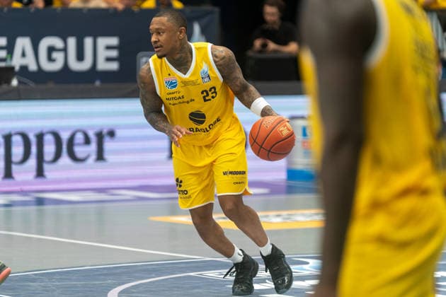 Charles Callison (Syntainics MBC, 23) GER, Syntainics MBC vs. CSO Voluntari, Basketball, European North Basketball League, Spiel um Platz 3, Saison 2025 2026, 23.04.2026 GER, Syntainics MBC vs. CSO Voluntari, Basketball, European North Basketball League, Spiel um Platz 3, Saison 2025 2026, 23.04.2026 Weissenfels Copyright: xEibner-Pressefoto PiaxSchindlerx EP_PSR