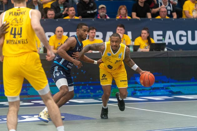 Charles Callison (Syntainics MBC, 23) GER, Syntainics MBC vs. CSO Voluntari, Basketball, European North Basketball League, Spiel um Platz 3, Saison 2025 2026, 23.04.2026 GER, Syntainics MBC vs. CSO Voluntari, Basketball, European North Basketball League, Spiel um Platz 3, Saison 2025 2026, 23.04.2026 Weissenfels Copyright: xEibner-Pressefoto PiaxSchindlerx EP_PSR