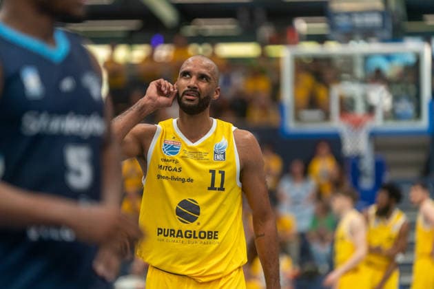 Akeem Vargas (Syntainics MBC, 11) GER, Syntainics MBC vs. CSO Voluntari, Basketball, European North Basketball League, Spiel um Platz 3, Saison 2025 2026, 23.04.2026 GER, Syntainics MBC vs. CSO Voluntari, Basketball, European North Basketball League, Spiel um Platz 3, Saison 2025 2026, 23.04.2026 Weissenfels Copyright: xEibner-Pressefoto PiaxSchindlerx EP_PSR