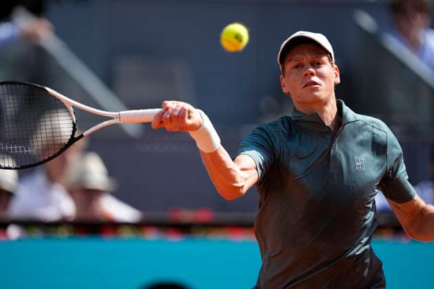 April 24, 2026, Madrid, Madrid, Spain: Jannik Sinner of Italy plays against Benjamin Bonzi of France during the Mutua Madrid Open 2026, ATP, Tennis Herren Masters 1000 and WTA, Tennis Damen 1000, at La Caja Magica on April 24, 2026 in Madrid, Spain. Mutua Madrid Open 2026 - Day 5 - ZUMAa181 20260424_zaa_a181_304 Copyright: xOscarxJ.xBarrosox