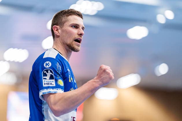 Peter Walz (ThSV Eisenach, 14) im Jubel GER, GWD Minden vs. ThSV Eisenach, Handball, 1. Bundesliga, 29. Spieltag, Spielzeit 2025 2026, 24.04.2026 GER, GWD Minden vs. ThSV Eisenach, Handball, 1. Bundesliga, 29. Spieltag, Spielzeit 2025 2026, 24.04.2026 Minden Copyright: xEibner-Pressefoto JanxRollingerx EP_JSK