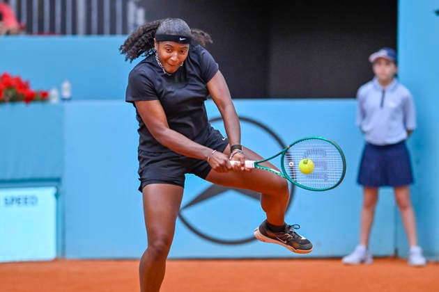 April 25, 2026, Madrid, Madrid, Spain: HALLEY BAPTISTE of united states during the Mutua Madrid Open 2026, ATP, Tennis Herren Masters 1000 and WTA, Tennis Damen 1000 tennis tournament, celebrated at Caja Magica on April 24, 2026 in Madrid, Spain. Mutua Madrid Open 2026 - Day 6 (04.25.26) - ZUMAc312 20260425_zsp_c312_400 Copyright: xOscarxManuelxSanchezx