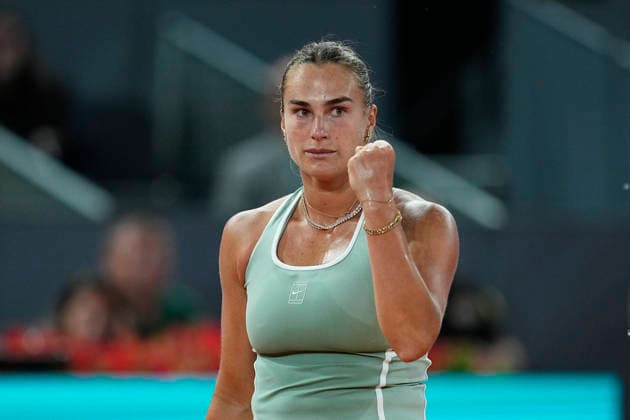 April 25, 2026, Madrid, Madrid, Spain: Aryna Sabalenka of Belarus reacts against Jaqueline Cristian of Romania during the Mutua Madrid Open 2026, ATP, Tennis Herren Masters 1000 and WTA, Tennis Damen 1000, at La Caja Magica on April 25, 2026 in Madrid, Spain. Mutua Madrid Open 2026 - Day 6 - ZUMAa181 20260425_zaa_a181_459 Copyright: xOscarxJ.xBarrosox