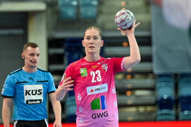 Marie Polakova (SV Union Halle-Neustadt, 23) VfL Oldenburg vs. SV Union Halle-Neustadt, ALSCO Handball Bundesliga Frauen, Playoffs, 2. Spieltag, Saison 2025 2026, 25.04.2026, VfL Oldenburg vs. SV Union Halle-Neustadt, ALSCO Handball Bundesliga Frauen, Playoffs, 2. Spieltag, Saison 2025 2026, 25.04.2026 Oldenburg Copyright: xEibner-Pressefoto RobertxGertzenx EP_RGN