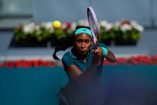 April 26, 2026, Madrid, Madrid, Spain: Coco Gauff of USA in action against Sorana Cirstea of Romania during the Mutua Madrid Open 2026, ATP, Tennis Herren Masters 1000 and WTA, Tennis Damen 1000, at La Caja Magica on April 26, 2026 in Madrid, Spain. Madrid Spain - ZUMAa181 20260426_zaa_a181_072 Copyright: xDennisxAgyemanx