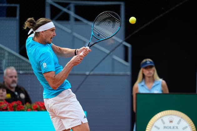 April 27, 2026, Madrid, Madrid, Spain: Alexander Zverev of Germany in action against Terence Atmane of France during the Mutua Madrid Open 2026, ATP, Tennis Herren Masters 1000 and WTA, Tennis Damen 1000, at La Caja Magica on April 27, 2026 in Madrid, Spain. Madrid Spain - ZUMAa181 20260427_zaa_a181_499 Copyright: xDennisxAgyemanx