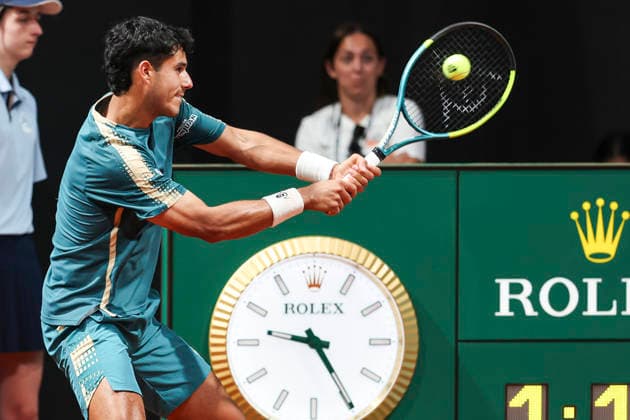April 27, 2026, Madrid, Madrid, Spain: Adolfo Daniel Vallejo of Paraguay plays against Flavio Cobolli of Italy during the Mutua Madrid Open 2026, ATP, Tennis Herren Masters 1000 and WTA, Tennis Damen 1000, at La Caja Magica on April 27, 2026 in Madrid, Spain. Mutua Madrid Open 2026 - Day 8 - ZUMAa181 20260427_zaa_a181_570 Copyright: xIrinaxR.xHipolitox