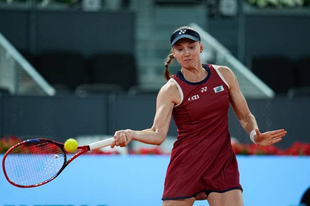 April 27, 2026, Madrid, Madrid, Spain: Elena Rybakina of Kazakhstan in action against Anastasia Potapova of Austria during the Mutua Madrid Open 2026, ATP, Tennis Herren Masters 1000 and WTA, Tennis Damen 1000, at La Caja Magica on April 27, 2026 in Madrid, Spain. Madrid Spain - ZUMAa181 20260427_zaa_a181_615 Copyright: xDennisxAgyemanx