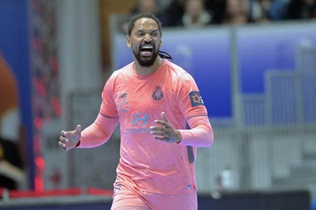 Jubel bei Gilberto Brito Duarte (FC Porto 90) , GER, MT Melsungen - FC Porto (POR), Handball, EHF European League Maenner, Quarter-Final, Saison 2025 2026, 28.04.2026, GER, MT Melsungen - FC Porto, Handball, EHF Maenner, Quarter-Final, Saison 2025 2026, 28.04.2026 Kassel Copyright: xEibner-Pressefotox xRolandxSippelx EP_RSL