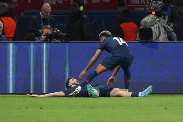 Khvicha Kvaratskhelia of PSG celebrates with Desire Doue of PSG after he puts his side 4-2 ahead Paris Saint-Germain v Bayern Munich, UEFA Champions League, Semi Final, First Leg, Football, Parc des Princes, Paris, France - 28 Apr 2026Paris Parc des Princes France EDITORIAL USE ONLY No use with unauthorised audio, video, data, fixture lists, club league logos or live services. Online in-match use limited to 120 images, no video emulation. No use in betting, games or single club league player publications. Copyright: xDavexWinter Shutterstockx 16847969cj
