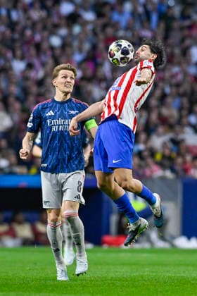 April 29, 2026, Madrid, Madrid, Spain: JOHNNY CARDOSO of Atletico de Madrid controls the ball during the Champions League first semifinal match between ATLETICO DE MADRID and ARSENAL FOOTBALL CLUB, held on April 29, 2026, at the Riyadh Air Metropolitano, Madrid, Spain. ATLETICO DE MADRID Vs ARSENAL FOOTBALL CLUB Champions League Match, Season 25 26 (04.29.26) - ZUMAc312 20260429_zsp_c312_203 Copyright: xOscarxManuelxSanchezx