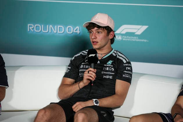 F1 - MIAMI GRAND PRIX 2026 KIMI ANTONELLI Andrea (ita), Mercedes AMG F1 Team W16, portrait press conference, PK, Pressekonferenz during the Formula 1 Miami Grand Prix 2026, 4th round of the 2026 Formula One World Championship, WM, Weltmeisterschaft from May 1 to 3, 2026 on the Miami International Autodrome, in Miami Gardens, USA - Miami GardensUnited States Copyright: xXavixBonillax