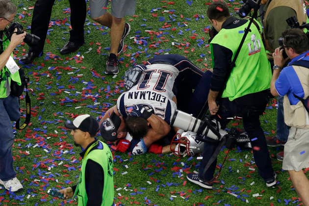 February 05, 2017 New England Patriots wide receiver Julian Edelman (11) and New England Patriots wide receiver Danny Amendola (80) celebrates after Super Bowl LI between the New England Patriots and the Atlanta Falcons at NRG Stadium in Houston, Texas. Charles Baus CSM Copyright: xCharlesxBausx