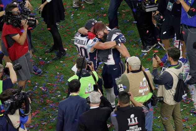 February 05, 2017 New England Patriots wide receiver Julian Edelman (11) and New England Patriots wide receiver Danny Amendola (80) celebrates after Super Bowl LI between the New England Patriots and the Atlanta Falcons at NRG Stadium in Houston, Texas. Charles Baus CSM Copyright: xCharlesxBausx