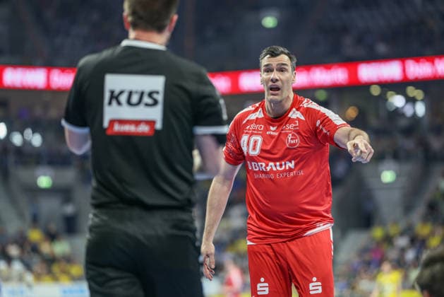 GER, Mannheim, Rhein-Neckar Löwen vs MT Melsungen, Daikin Handball-Bundesliga, Handball, HBL, Spielzeit 2025 2026, SAP Arena, 30. Spieltag im Bild: Isaisas Guardiola (MT Melsungen), Emotionen DFB DFL REGULATIONS PROHIBIT ANY USE OF PHOTOGRAPHS AS IMAGE SEQUENCES AND OR QUASI-VIDEO, 01.05.2026 Copyright: HMBxMedia HendrikxHamelau