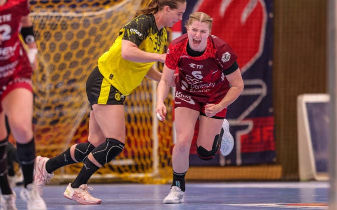 GER, Bensheim, HSG Bensheim Auerbach Flames vs Borussia Dortmund, Alsco Handball Bundesliga Frauen, Handball, DHB, Spielzeit 2025 2026, Weststadthalle Bensheim, Playoff Halbfinale, 2. Spiel im Bild: Nina Engel (HSG Bensheim Auerbach Flames Frauen 6), Jubel, Freude und Emotionen nach dem Tor DFB DFL REGULATIONS PROHIBIT ANY USE OF PHOTOGRAPHS AS IMAGE SEQUENCES AND OR QUASI-VIDEO, 02.05.2026 Copyright: HMBxMedia HendrikxHamelau