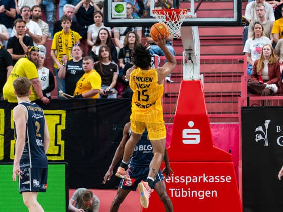 Patrick Emilien (Tigers Tuebingen 15), Tigers Tuebingen vs. Eisbaeren Bremerhaven, Basketball, 2. Basketball Bundesliga ProA, Saison 2025 2026, Spieltag 34, 02.05.2026, Tigers Tuebingen vs. Eisbaeren Bremerhaven, Basketball, 2. Basketball Bundesliga ProA, Saison 2025 2026, Spieltag 34, 02.05.2026 Tuebingen Copyright: xEibner-Pressefoto FlorianxSchustx EP_FSU