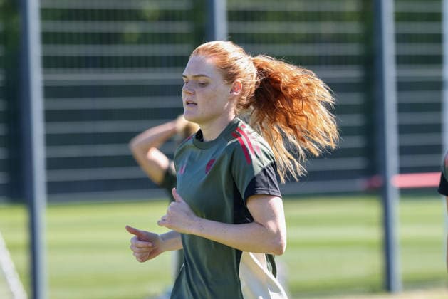 Stine Ballisager (FC Bayern Muenchen, 03) beim Training, GER, Offizielles Abschlusstraining FC Bayern Muenchen, Fussball, UEFA Womens Champions League, Halbfinale, Rueckspiel, Saison 2025 2026, 02.05.2026, GER, Offizielles Abschlusstraining FC Bayern Muenchen, Fussball, UEFA Womens Champions League, Halbfinale, Rueckspiel, Saison 2025 2026, 02.05.2026 Muenchen Copyright: xEibner-Pressefoto JennixMaulx EP_JML