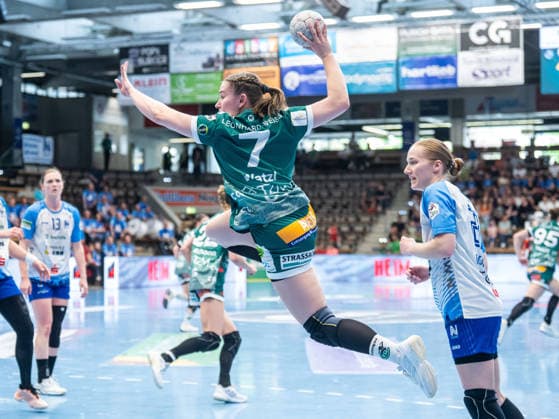 Lea Watzl (Frisch Auf Frauen, 07) von aussen, Frisch Auf Goeppingen vs. Union Neckarsulm, Handball, 1. Bundesliga, Spielzeit 2025 2026, 03.05.2026 Frisch Auf Goeppingen vs. Sport-Union Neckarsulm, Handball, 1. Bundesliga, Spielzeit 2025 2026, 03.05.2026 Goeppingen Copyright: xMichaelxSchmidt Eibner-Pressefotx EP_MST