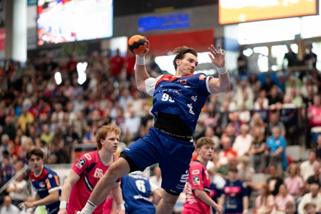 Stefan Bauer, (HBW Balingen Weilstetten, 99) , HBW Balingen Weilstetten vs. TSV Bayer Dormagen, Handball, 2. Bundesliga, 30. Spieltag, Saison 2025 2026, 03.05.2026, Eibner-Pressefoto Andreas Ulmer HBW Balingen Weilstetten vs. TSV Bayer Dormagen, Handball, 2. Bundesliga, 30. Spieltag, Saison 2025 2026, 03.05.2026, Balingen Copyright: xEibner-Pressefoto AndreasxUlmerx EP_AUR