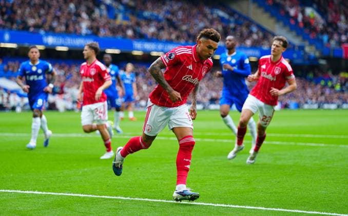 Igor Jesus of Nottingham Forest celebrates scoring a goal after making it 2-0 Chelsea v Nottingham Forest, Premier League, Football, Stamford Bridge, London , UK - 04 May 2026London Stamford Bridge United Kingdom EDITORIAL USE ONLY No use with unauthorised audio, video, data, fixture lists, club league logos or live services. Online in-match use limited to 120 images, no video emulation. No use in betting, games or single club league player publications. Copyright: xJavierxGarcia Shutterstockx 16854610x