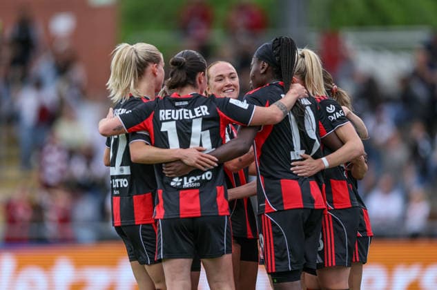 GER, Frankfurt, Eintracht Frankfurt vs FC Nürnberg, Google Pixel Bundesliga, Fussball, DFB, Spielzeit 2025 2026, Stadion am Brentanobad, 24. Spieltag im Bild: Nicole Anyomi (Eintracht Frankfurt Frauen 19) erzielt das 1:0, Tor, Jubel und Freude, Emotionen DFB DFL REGULATIONS PROHIBIT ANY USE OF PHOTOGRAPHS AS IMAGE SEQUENCES AND OR QUASI-VIDEO, 04.05.2026 Copyright: HMBxMedia HendrikxHamelau