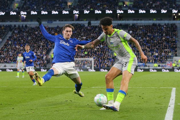 Jake O Brien of Everton and Nico O Reilly of Manchester City Everton v Manchester City, Premier League, Football, Hill Dickinson Stadium, Liverpool , UK - 04 May 2026Liverpool Hill Dickinson Stadium United Kingdom EDITORIAL USE ONLY No use with unauthorised audio, video, data, fixture lists, club league logos or live services. Online in-match use limited to 120 images, no video emulation. No use in betting, games or single club league player publications. Copyright: xPhilxOldham Shutterstockx 16854616x