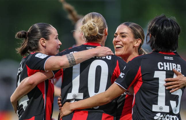 GER, Frankfurt, Eintracht Frankfurt vs FC Nürnberg, Google Pixel Bundesliga, Fussball, DFB, Spielzeit 2025 2026, Stadion am Brentanobad, 24. Spieltag im Bild: Laura Freigang (Eintracht Frankfurt Frauen 10) erzielt den Treffer zum 3:1, Tor, Jubel und Freude, Emotionen DFB DFL REGULATIONS PROHIBIT ANY USE OF PHOTOGRAPHS AS IMAGE SEQUENCES AND OR QUASI-VIDEO, 04.05.2026 Copyright: HMBxMedia HendrikxHamelau