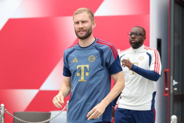 Konrad Laimer (FC Bayern Muenchen, 27) auf dem Weg zum Training, GER, Abschlusstraining, FC Bayern Muenchen, Fussball, UEFA Champions League, Halbfinale, Rueckspiel, Saison 2025 2026, 05.05.2026, GER, Abschlusstraining, FC Bayern Muenchen, Fussball, UEFA Champions League, Halbfinale, Rueckspiel, Saison 2025 2026, 05.05.2026 Muenchen Copyright: xEibner-Pressefoto JennixMaulx EP_JML