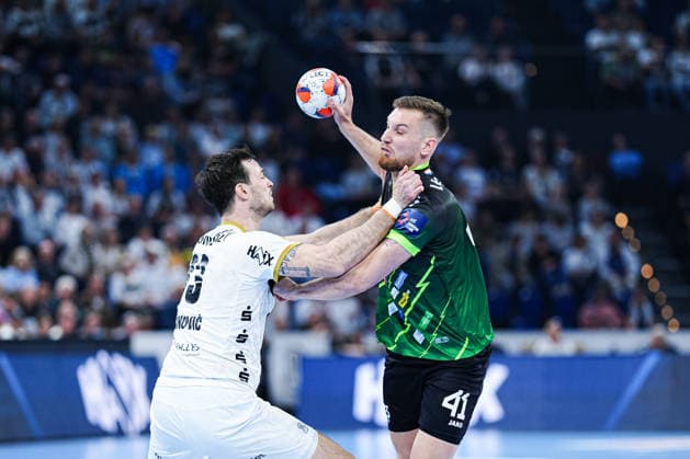 Veron Nacinovic (THW Kiel, 93), Tin Lucin (RK Nexe, 41) GER, THW Kiel vs. RK Nexe, Handball, EHF European League, Viertelfinale, Rückspiel, Saison 2025 2026, 05.05.2026 GER, THW Kiel vs. RK Nexe, Handball, EHF European League, Viertelfinale, Rückspiel, Saison 2025 2026, 05.05.2026 Kiel Copyright: xEibner-Pressefoto MarcelxvonxFehrnx EP_MFN