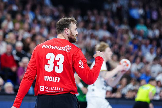 Jubel nach Parade Andreas Wolff (THW Kiel, 33) GER, THW Kiel vs. RK Nexe, Handball, EHF European League, Viertelfinale, Rückspiel, Saison 2025 2026, 05.05.2026 GER, THW Kiel vs. RK Nexe, Handball, EHF European League, Viertelfinale, Rückspiel, Saison 2025 2026, 05.05.2026 Kiel Copyright: xEibner-Pressefoto MarcelxvonxFehrnx EP_MFN