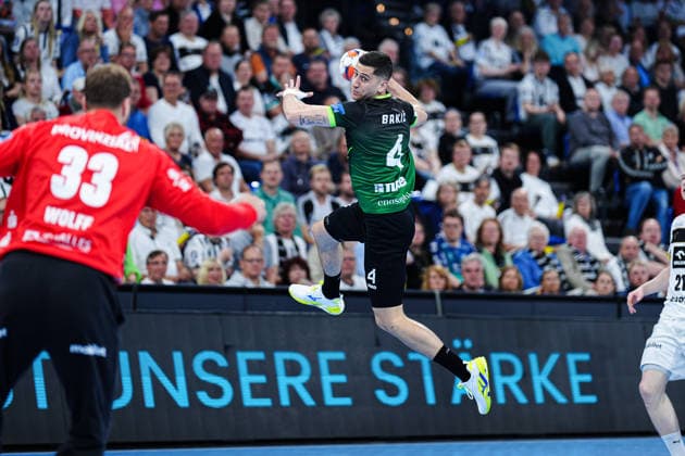 Wurf Tor Aleksandar Bakic (RK Nexe, 04) GER, THW Kiel vs. RK Nexe, Handball, EHF European League, Viertelfinale, Rückspiel, Saison 2025 2026, 05.05.2026 GER, THW Kiel vs. RK Nexe, Handball, EHF European League, Viertelfinale, Rückspiel, Saison 2025 2026, 05.05.2026 Kiel Copyright: xEibner-Pressefoto MarcelxvonxFehrnx EP_MFN