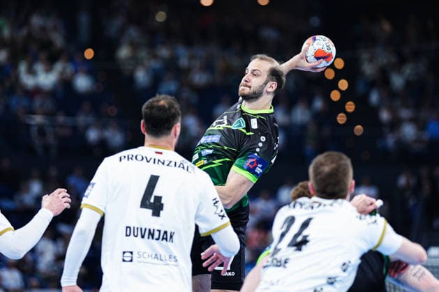 Wurf Tor Luka Moslavac (RK Nexe, 27) GER, THW Kiel vs. RK Nexe, Handball, EHF European League, Viertelfinale, Rückspiel, Saison 2025 2026, 05.05.2026 GER, THW Kiel vs. RK Nexe, Handball, EHF European League, Viertelfinale, Rückspiel, Saison 2025 2026, 05.05.2026 Kiel Copyright: xEibner-Pressefoto MarcelxvonxFehrnx EP_MFN
