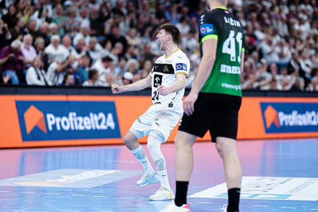 Torjubel Lukas Zerbe (THW Kiel, 24) GER, THW Kiel vs. RK Nexe, Handball, EHF European League, Viertelfinale, Rückspiel, Saison 2025 2026, 05.05.2026 GER, THW Kiel vs. RK Nexe, Handball, EHF European League, Viertelfinale, Rückspiel, Saison 2025 2026, 05.05.2026 Kiel Copyright: xEibner-Pressefoto MarcelxvonxFehrnx EP_MFN