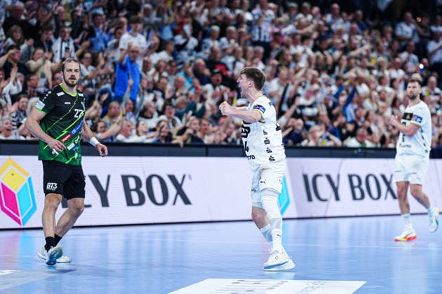 Torjubel Lukas Zerbe (THW Kiel, 24) GER, THW Kiel vs. RK Nexe, Handball, EHF European League, Viertelfinale, Rückspiel, Saison 2025 2026, 05.05.2026 GER, THW Kiel vs. RK Nexe, Handball, EHF European League, Viertelfinale, Rückspiel, Saison 2025 2026, 05.05.2026 Kiel Copyright: xEibner-Pressefoto MarcelxvonxFehrnx EP_MFN
